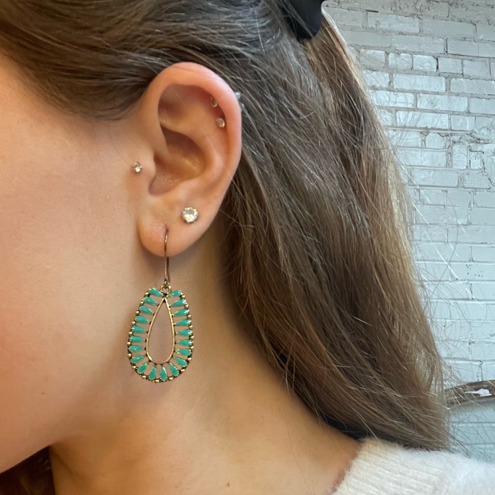 Boho Teal Drop Earrings